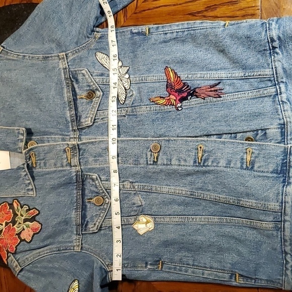 Aritzia Little Moon Embroidered Denim Jacket Blue XXS - Picture 13 of 15